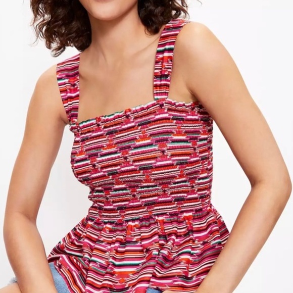 NEW Loft IKAT SMOCKED PEPLUM CAMI XS - Picture 1 of 2